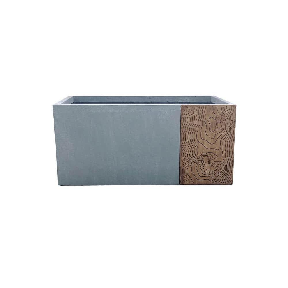 Timber Ridge Modern Concrete Rectangle Outdoor Planter, 23 Inch