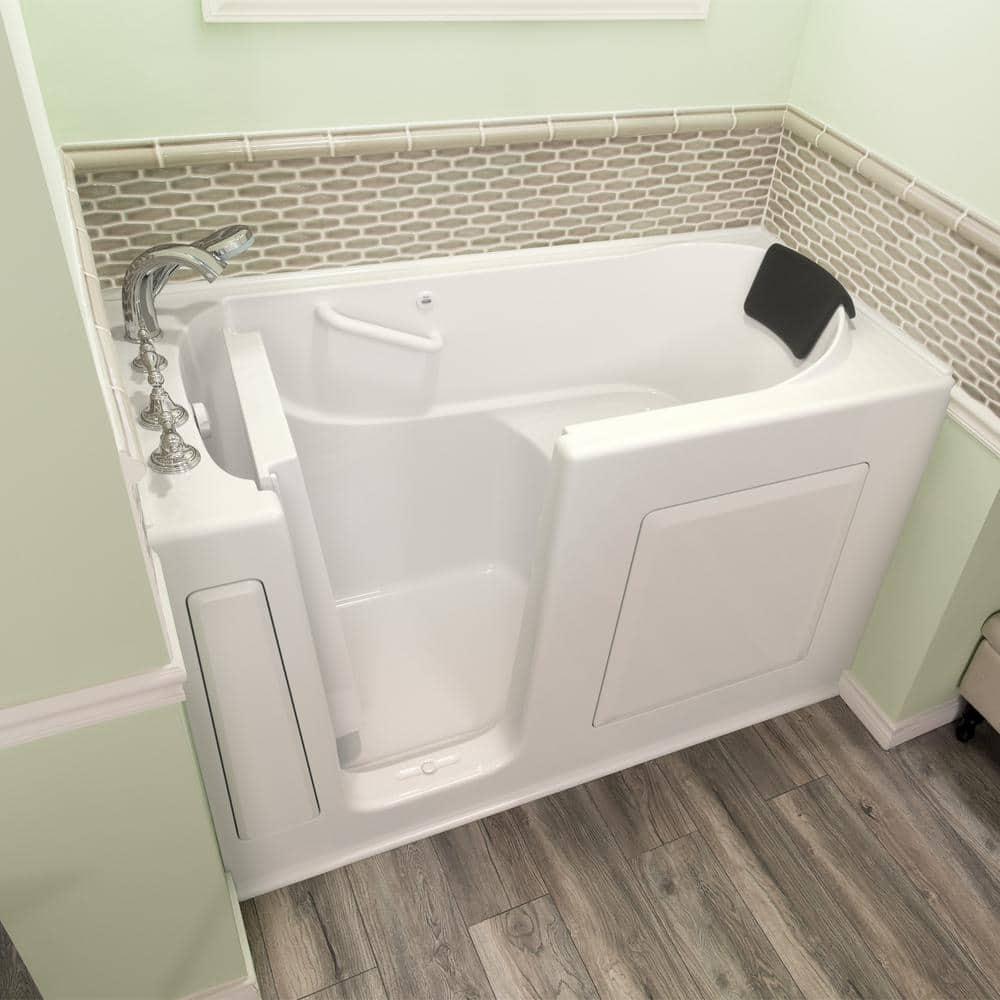 American Standard 59.5'' x 29.75'' Walk-in Soaking Fiberglass Bathtub with Faucet 3060.109.SLW