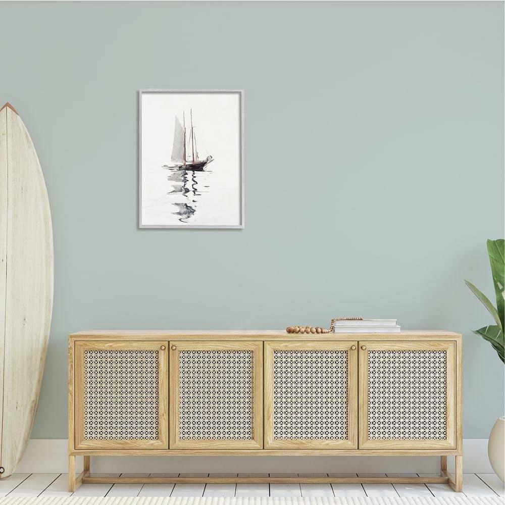 Stupell Industries " Tranquil Sailboat Vessel Floating Lone Ocean Reflection " by Lettered And Lined Painting Print