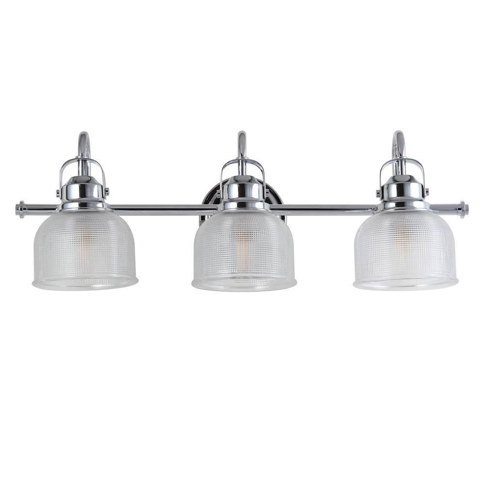 JYL7409A Virginia 25.25" 3-Light Metal/Glass LED Traditional Classic Vanity Light Modern 2700K LED 4W Bulbs Entryway Lobby Kitchen Bathroom Bedroom Living Room Hallway, Chrome