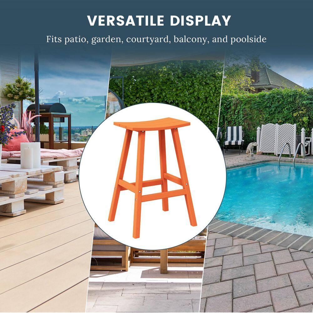 Franklin Orange 29 in. Poly HDPE Fade Resistant Outdoor Patio Saddle Seat Pub Height Bar Stool