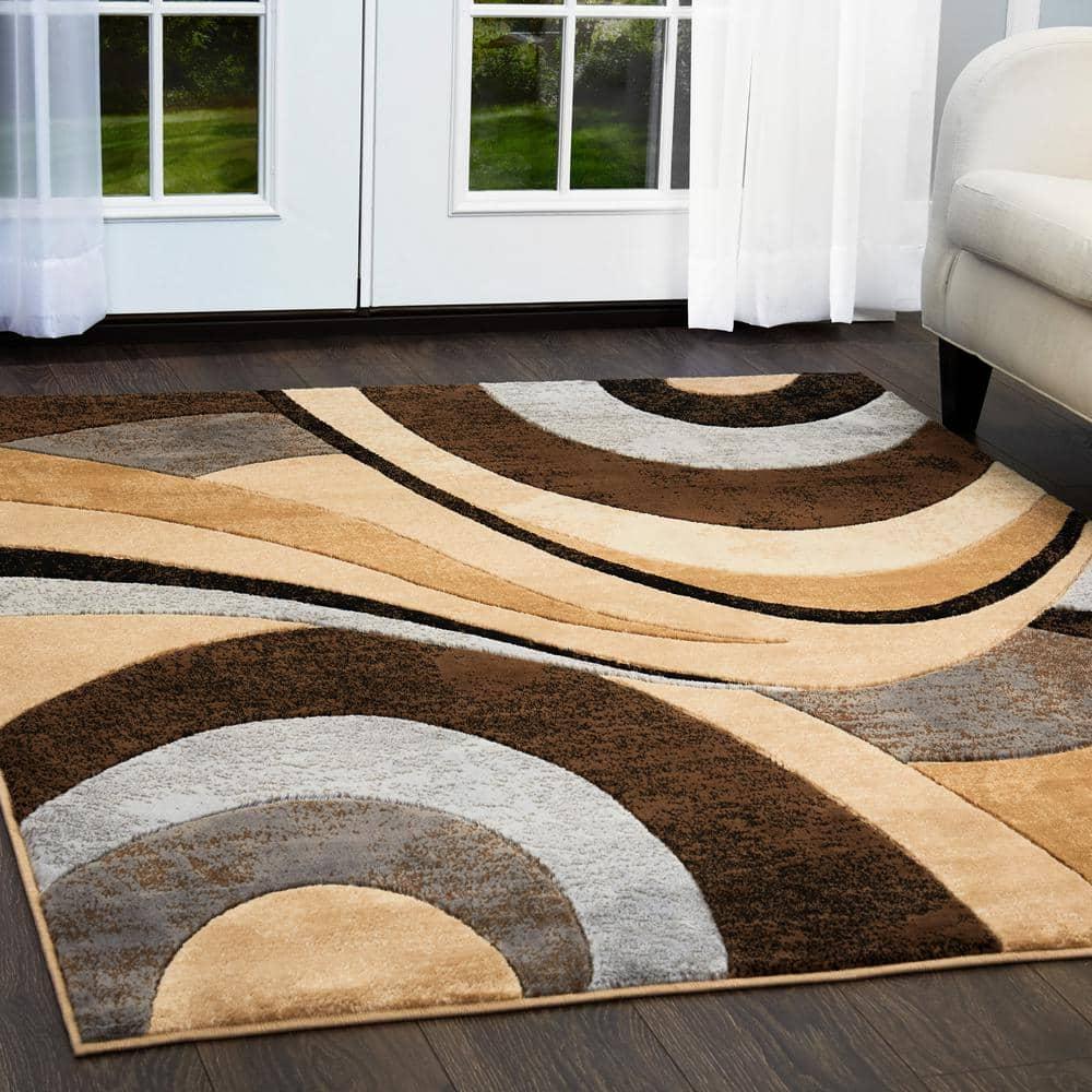 Home Dynamix Slade Contemporary Abstract Area Rug, Brown/Grey, 7'10"x10'6"