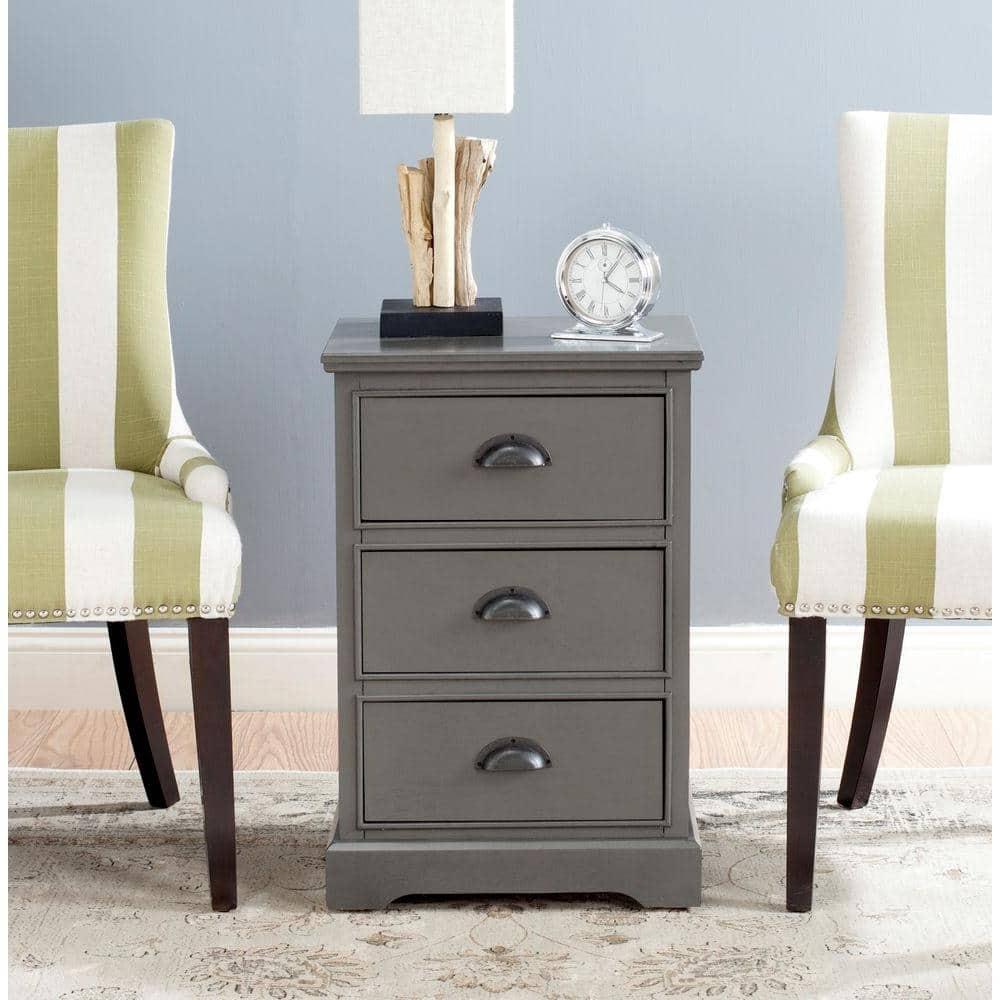 Griffin 3 Drawer Side Table - Grey - Safavieh.