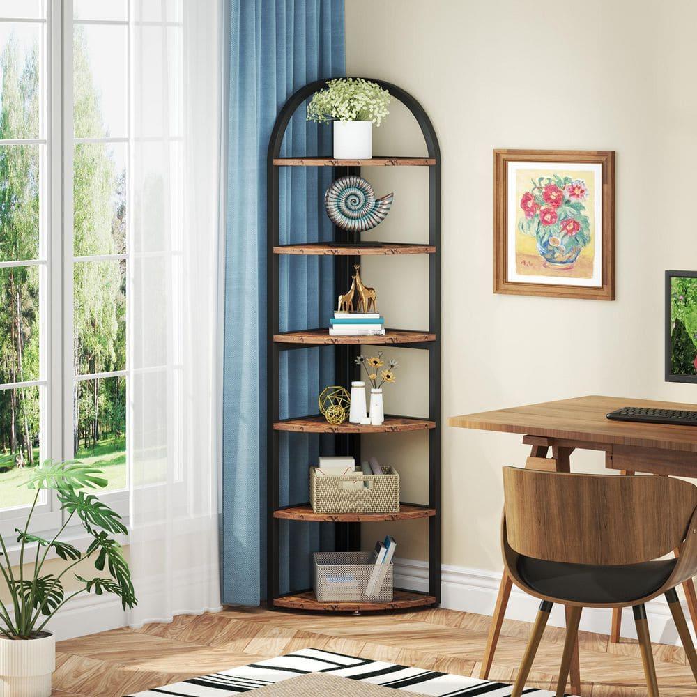 Hommoo 6-Tier Corner Shelf, 71 inch Tall Corner Bookshelf for Small Space