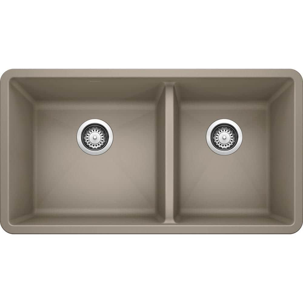 Precis SILGRANIT 33" L X 18" W Double Bowl Undermount Kitchen Sink