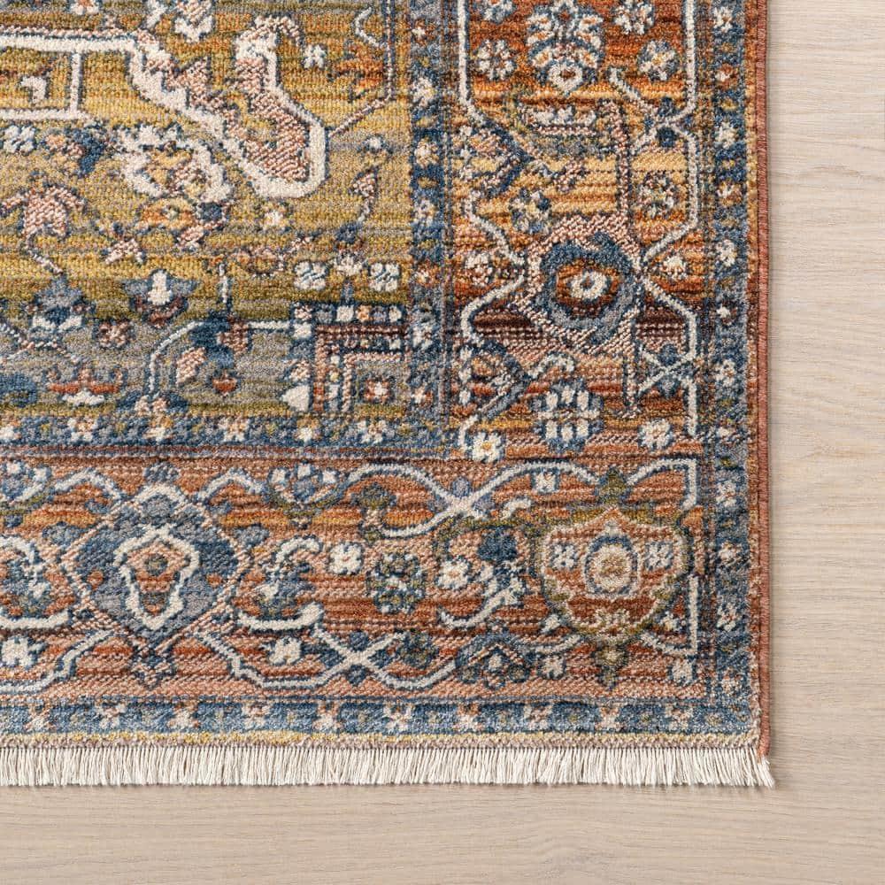 Nuloom Harriet Medallion 2x14 Runner Indoor Area Rug for Living Room Bedroom Dining Room Entryway Hallway Kitchen, Rust/Multicolor