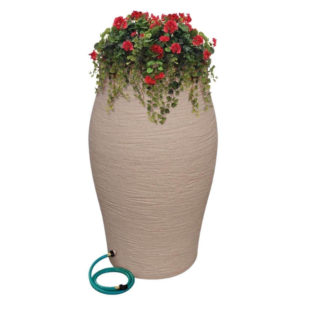 EMSCO Group Weather Resistant Plastic Rain Barrel and Hose with Diverter Kit