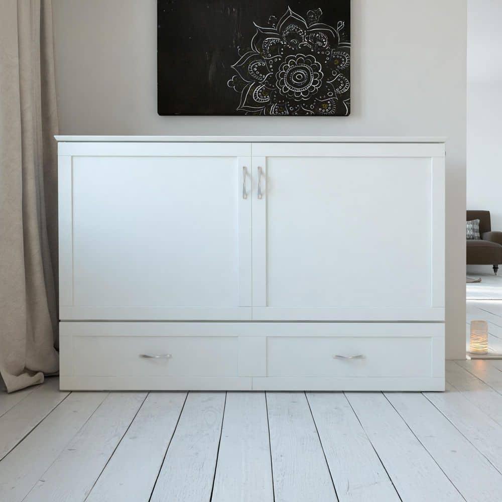 Hamilton Murphy Bed Chest Queen White with Charging Station