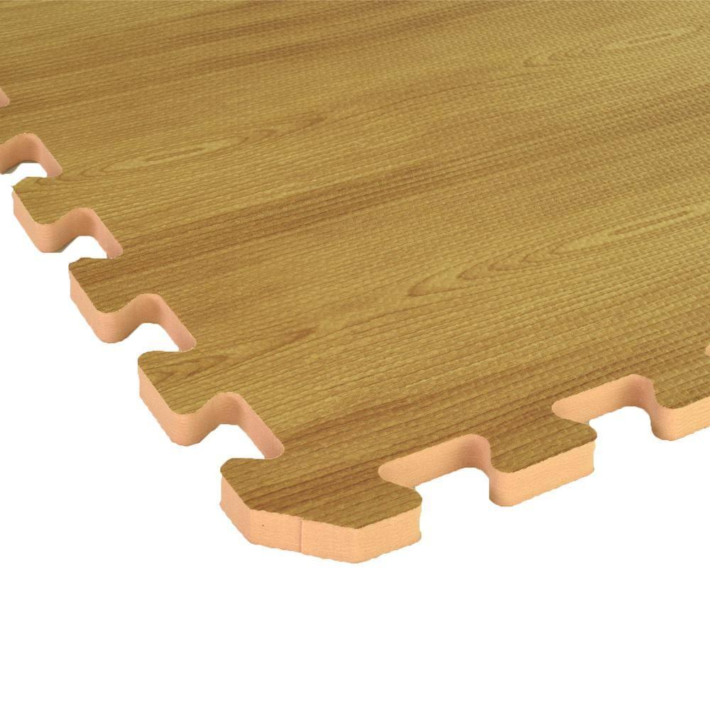 Greatmats Wood Grain Interlocking Wood Look Reversible Foam Tiles 1/2 Inch x 2x2 Ft. Light Wood/Tan 15 Pack