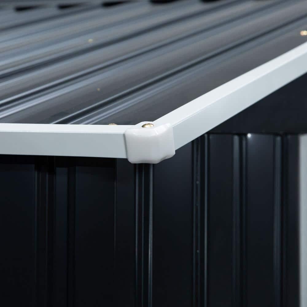 Outsunny 7' x 4' Metal Storage Shed Organizer, Garden Tool House with 4 Vents and 2 Sliding Doors for Backyard, Patio, Garage, Lawn, Dark Gray