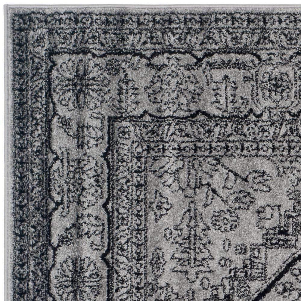 Adirondack ADR108 Power Loomed Area Rug - Silver/Black - 4'x4' - Safavieh.