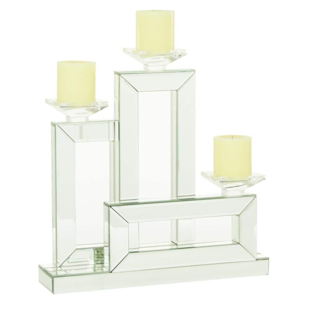 DecMode 3 Holder Silver Wood Candelabra