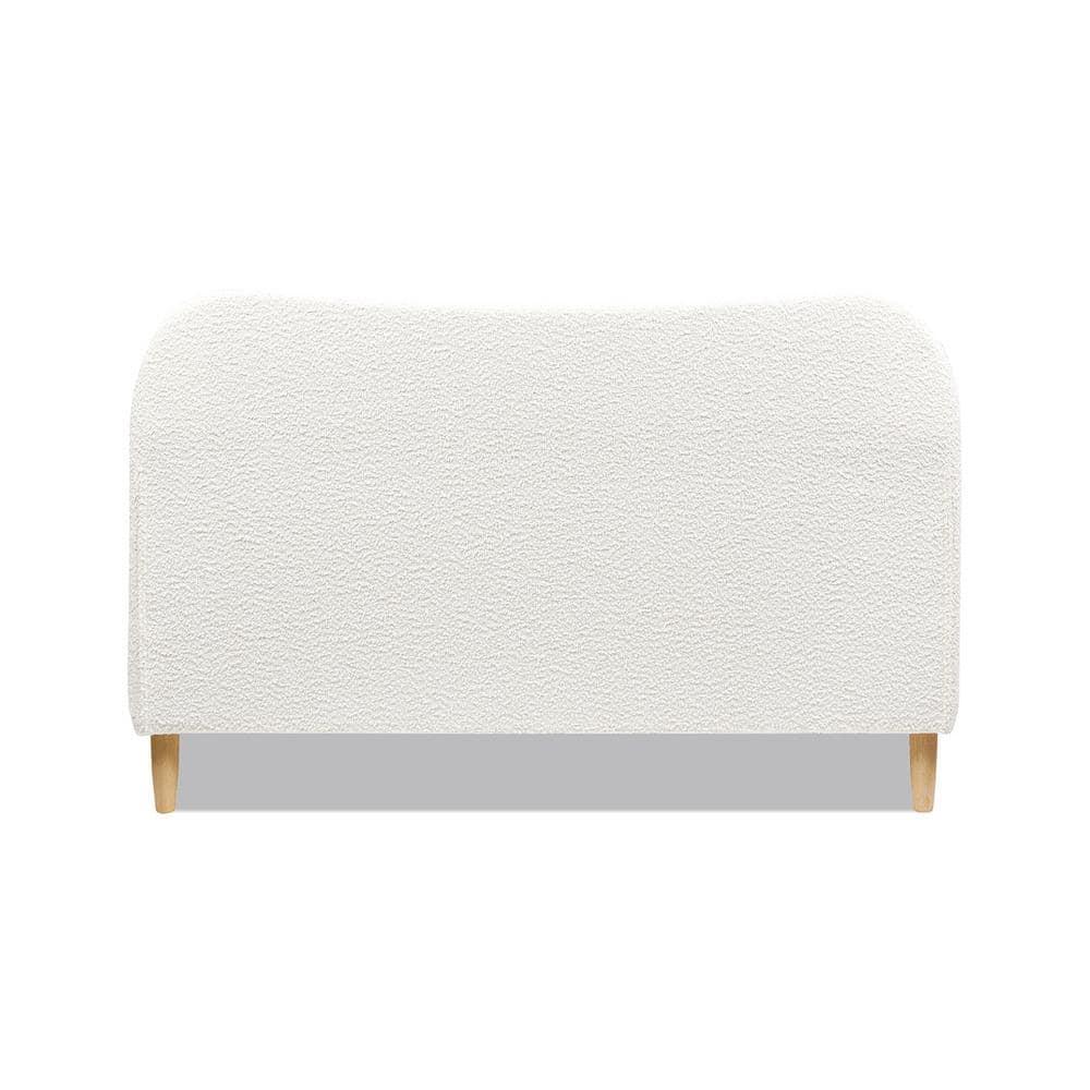 Jennifer Taylor Home Roman Curved Headboard Upholstered Platform Bed, Queen, Ivory White Boucle
