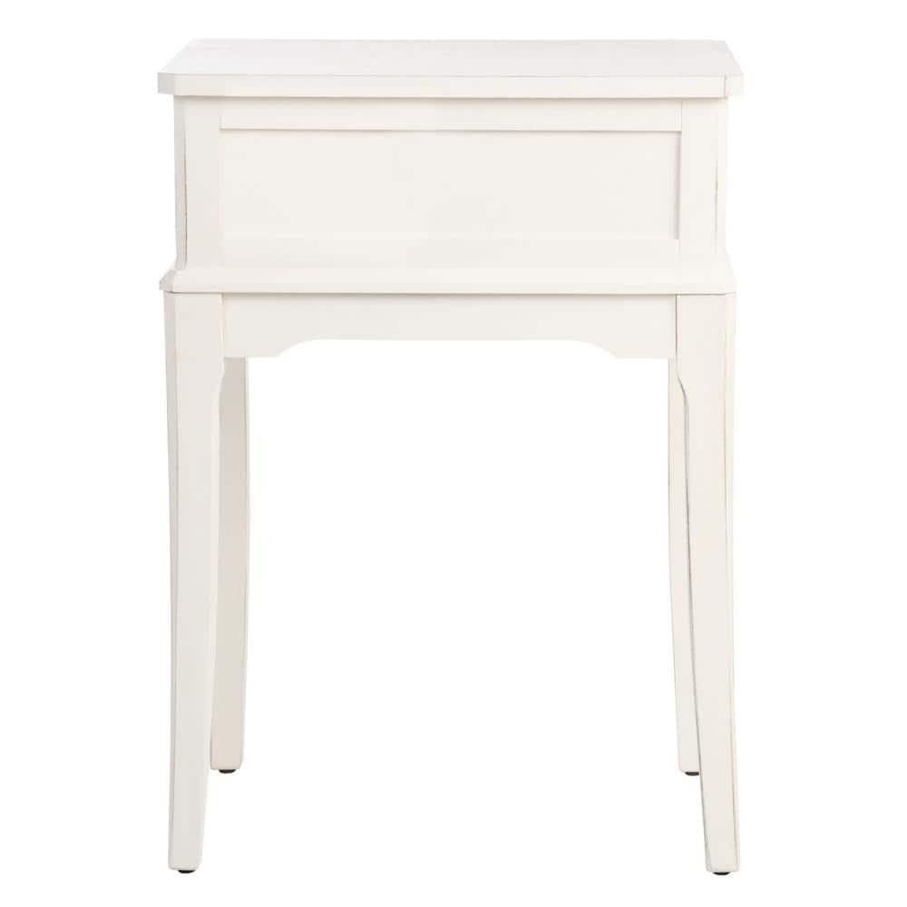 Opal 1 Drawer Accent Table - Distressed White - Safavieh.