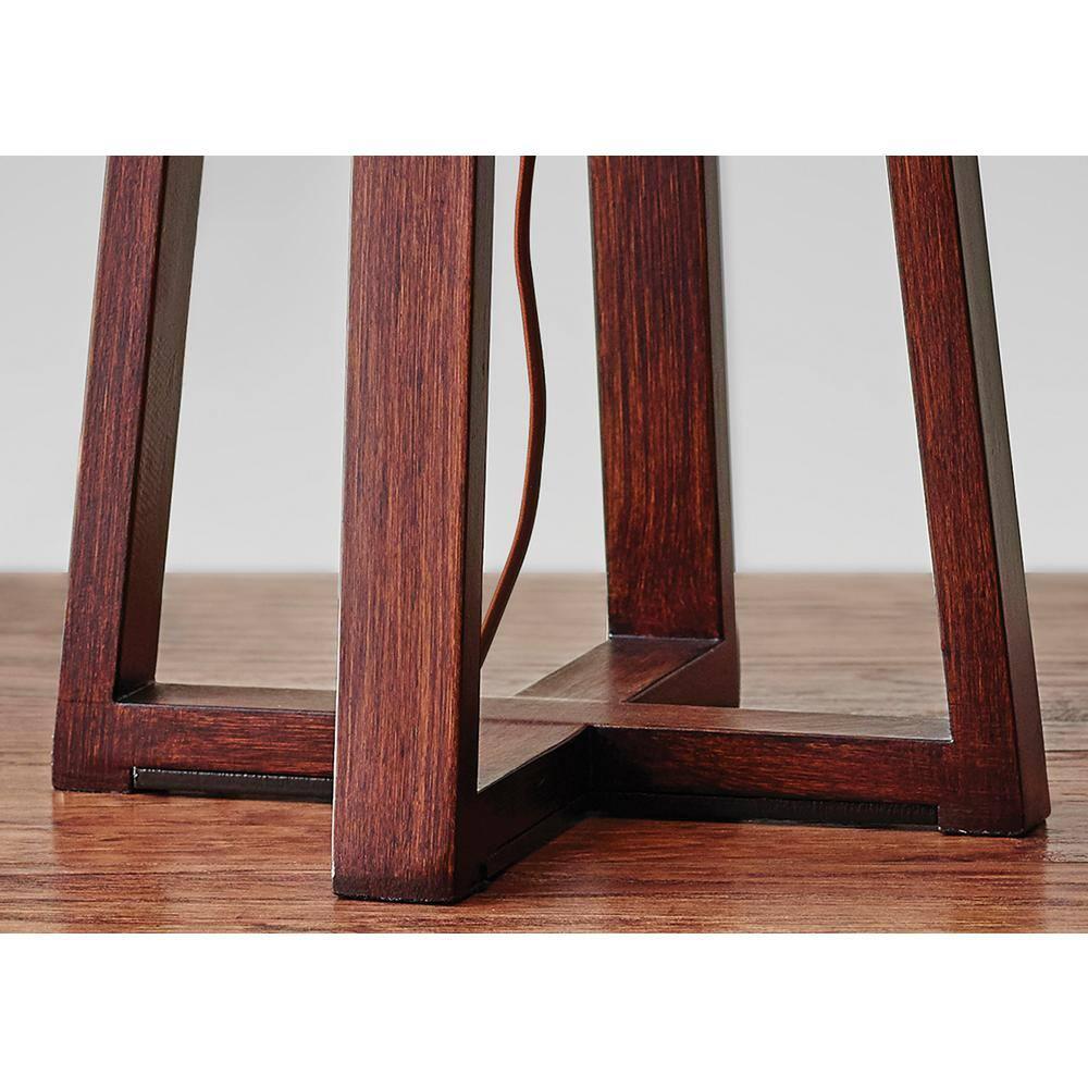 Adesso 23.75" Quinn Table Lamp Brown: ETL Listed, Linen Shade, No Assembly Required