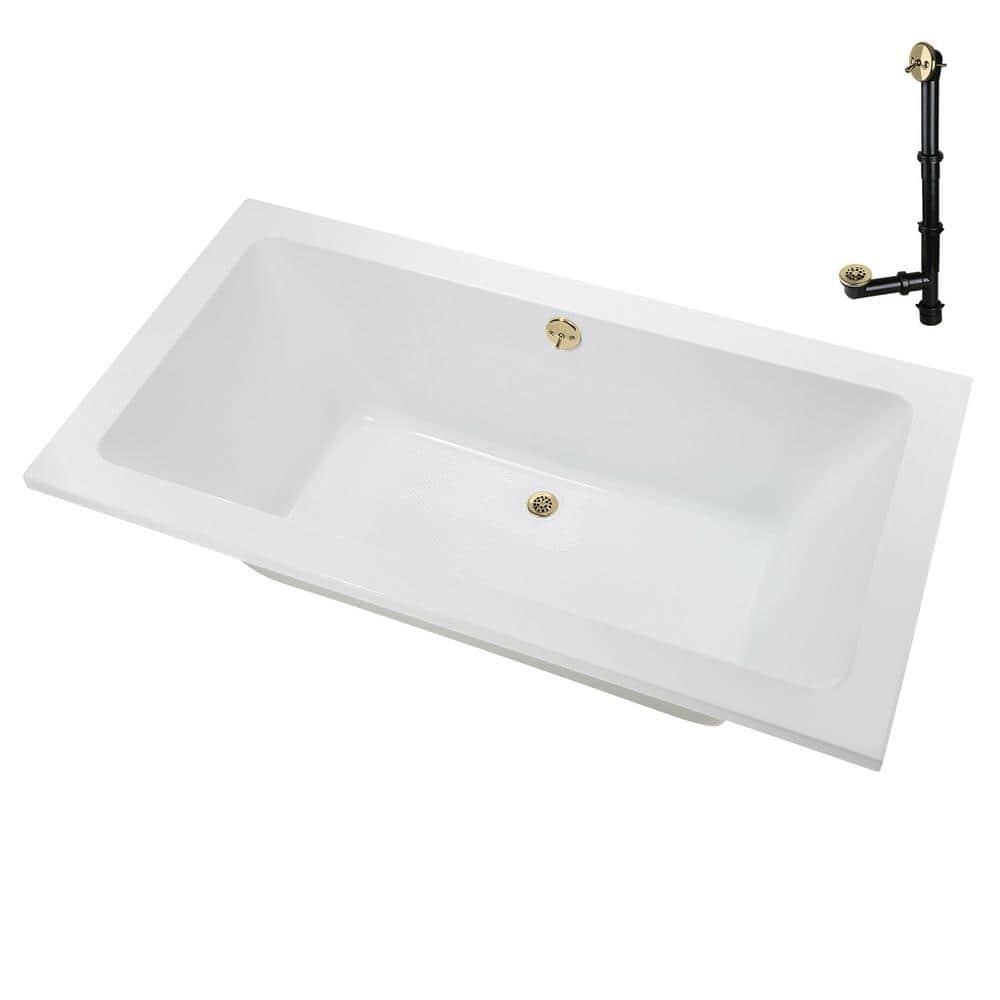 Streamline Bath 60" x 32" Acrylic Soaking Drop-In Bathtub, Drain Included N-4120-712-PBR