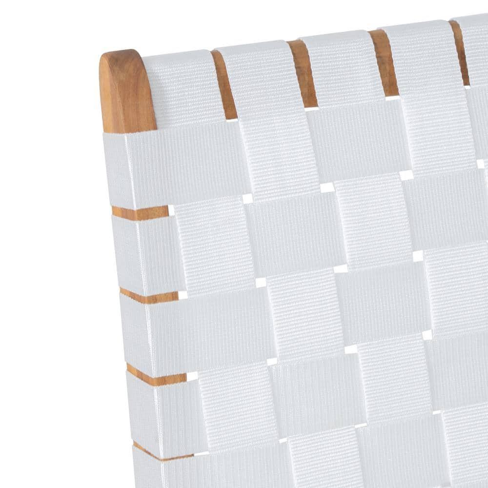 Morganton White and Teak Stationary Rope Weave Wood Outdoor Patio Lounge Chair (2-Pack)