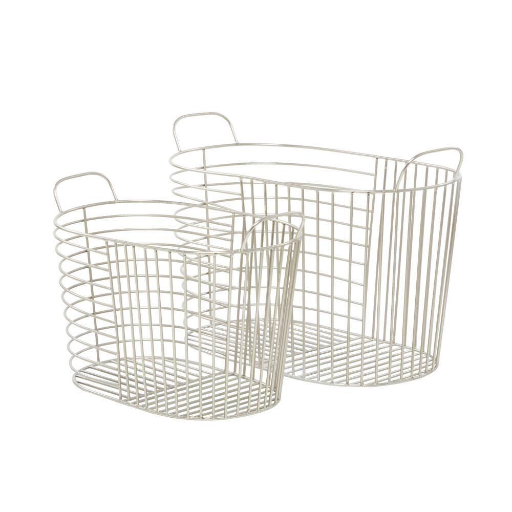 Abbie Metal Basket With Handles - Set of 2