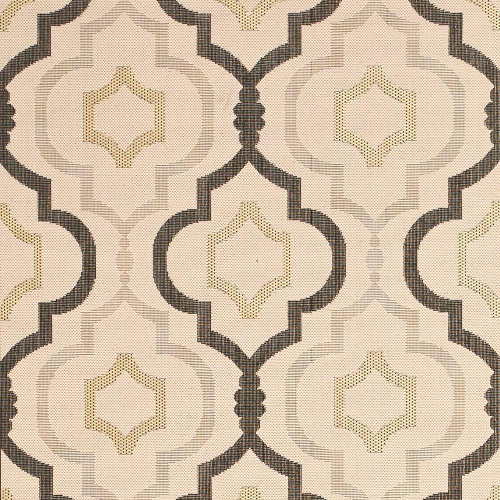 SAFAVIEH Courtyard Nina Geometric Trellis Indoor/Outdoor Area Rug, Beige Black/Yellow, 9' x 12'
