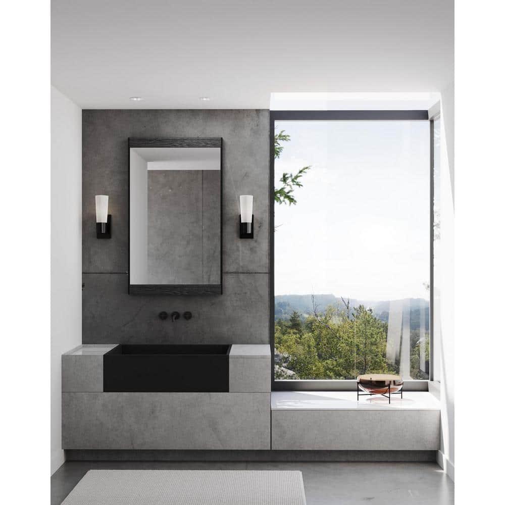 Progress Lighting Zura 1-Light Bath & Vanity Fixture, Zinc, Black, Opal Glass Shade