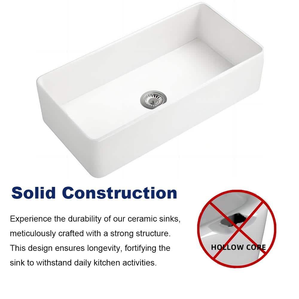 Ceballos 36'' L Farmhouse / Apron Single Bowl Ceramic Kitchen Sink LNNDAD-W928123625