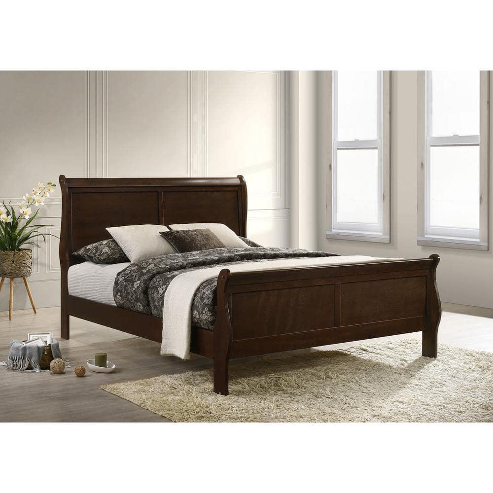 Louis Philippe Full Panel Sleigh Bed Cappuccino