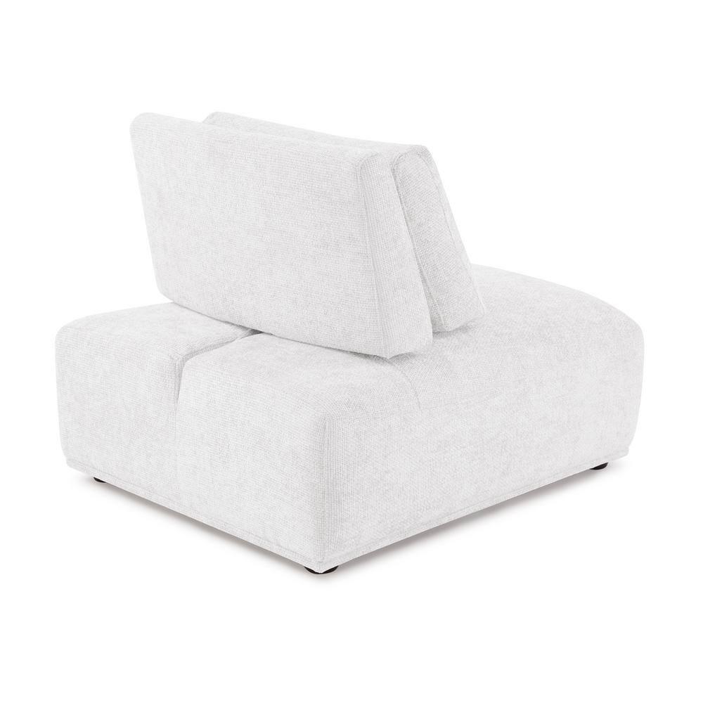 HOMES: Inside + Out Povoa Modern Modular Trapezoidal Armless Chair Chenille with Extendable Backrest White