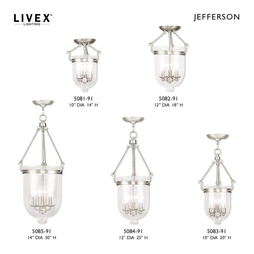 Livex Lighting Jefferson 3 - Light Chandelier in  Brushed Nickel