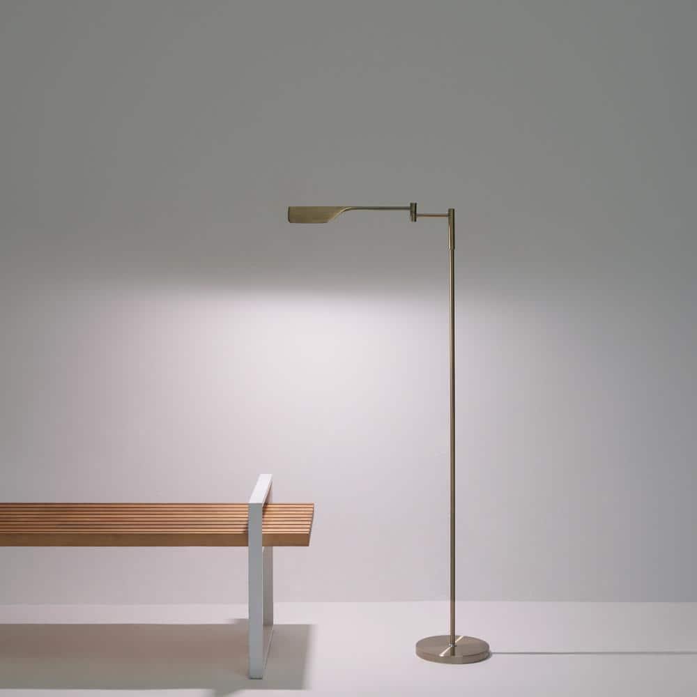 Brightech Leaf 53 in. Industrial Vintage Reading Floor Lamp with Metal Shade and 3-Way Dimming Options - Integrated LED Light