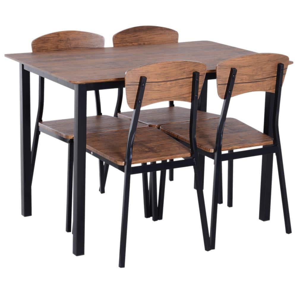 17 Stories 5 Piece Industrial Dining Table Set, Rectangular Kitchen Table And 4 Chairs, Dining Room Set For Small Space