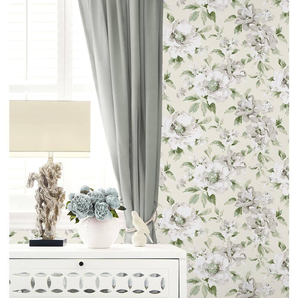 Surface Style - Peel and Stick Wallpaper, Whimsical Wallpaper for Bedroom, Dorm Room Essentials, Self Adhesive, Vinyl, 30.75 Sq Ft Coverage (Whispery Floral Collection, Celadon)