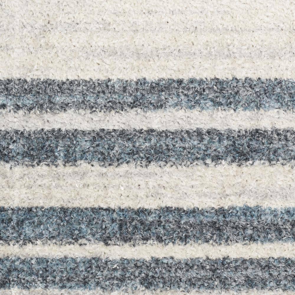 Nourison Astra Machine Washable Stripe Circle Mid-Century Modern Indoor Rug Ivory Blue 2'2" x 4'