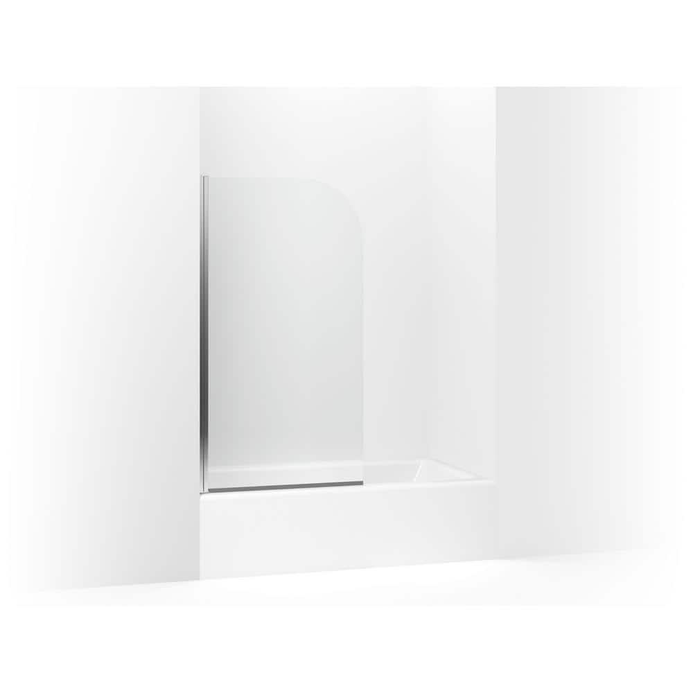 Whiston 32 In. x 56-15/16 In. Pivot Bath Screen in Silver Frame Finish with Smooth/Clear Glass Texture Tub Door