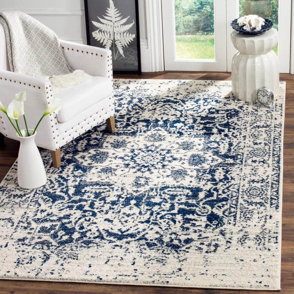 Madison MAD603 Power Loomed Indoor Area Rug - Cream/Navy - 8'x10' - Safavieh