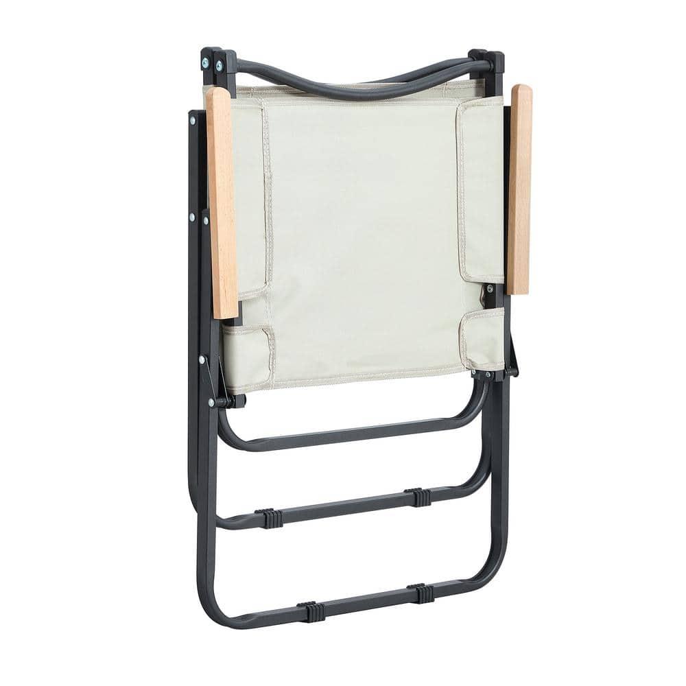 2-Piece Beige Steel Metal Folding Outdoor Lawn Chair for Camping, Picnics, Beach, Backyard, BBQ, Party, Patio