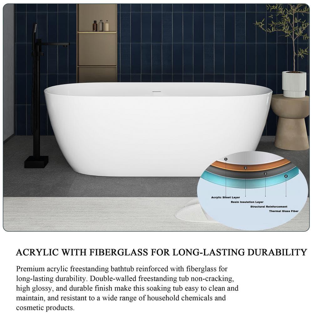 Staykiwi 67'' x 29'' Freestanding Soaking Plastic / Acrylic Bathtub JJCS04BT-67