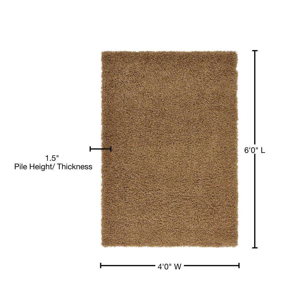 Unique Loom 4' 0 x 6' 0 Solid Shag Sandy Brown Area Rug