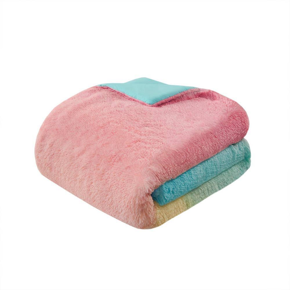 Intelligent Design Pastel Ombre Shaggy Faux Fur Comforter Set
