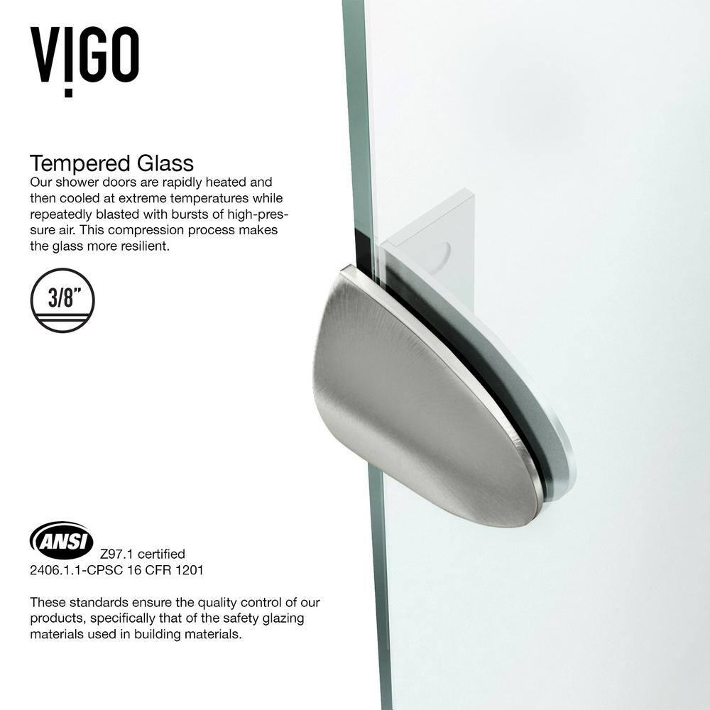 VIGO Verona 38" W x 38" D x 77" H Hinged Frameless Shower Enclosure with 3/8  Clear Glass&Base VG6061CHCL38WS