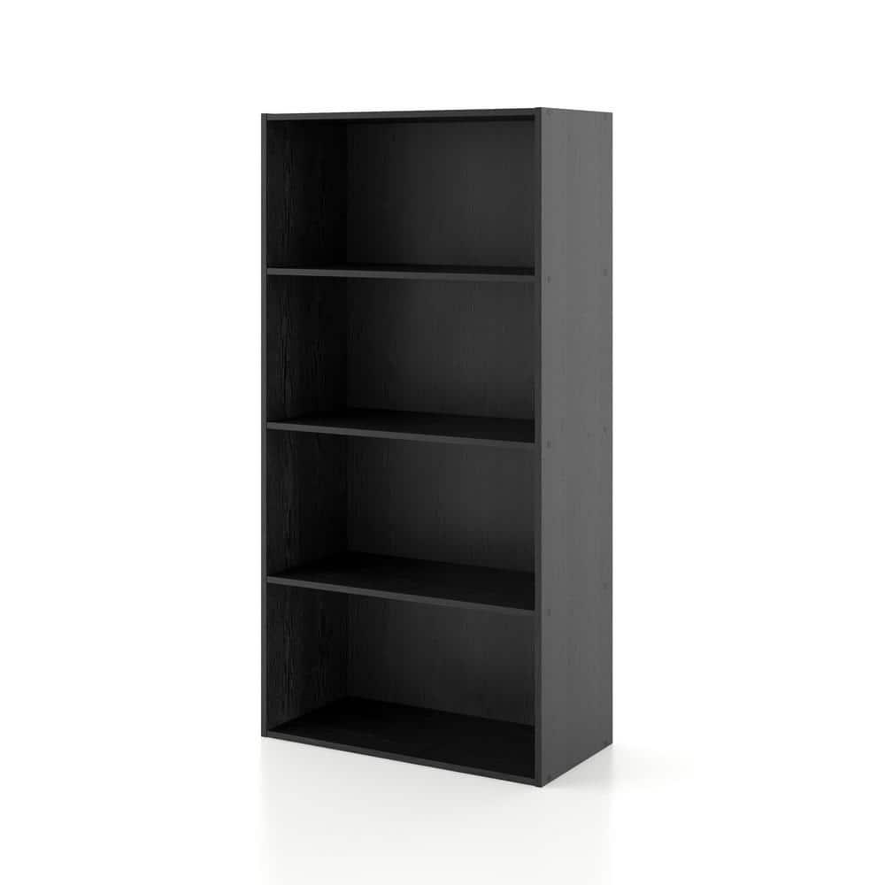 24/7 Shop At Home 47" Silkpath Modern 4 Tier Stackable and Modular Bookcase Black: Modular Organizer, MDF Wood