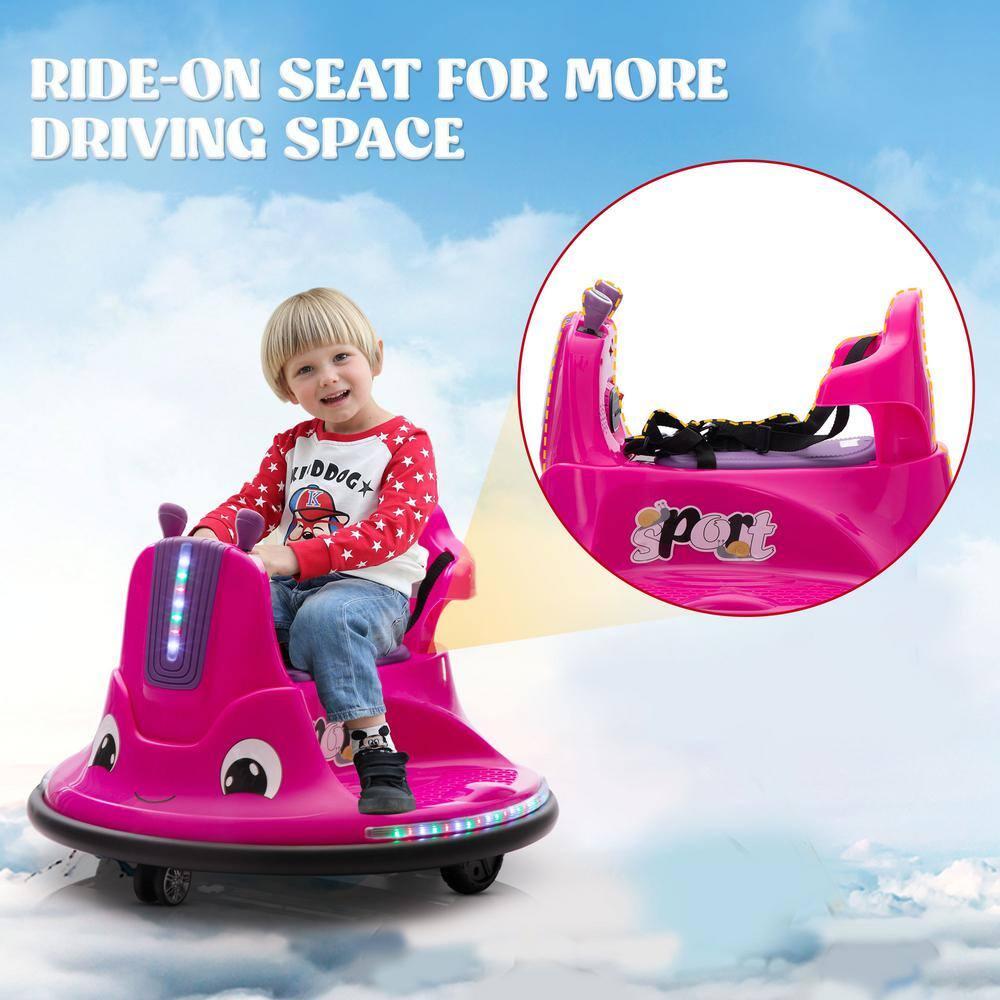 iRerts Ride on Toys for Toddlers, 12V Bumper Car for Kids Ages 2-5 Gifts, Ride on Cars with Remote Control, Bluetooth, MP3 Music, Light Belt, Rose Red