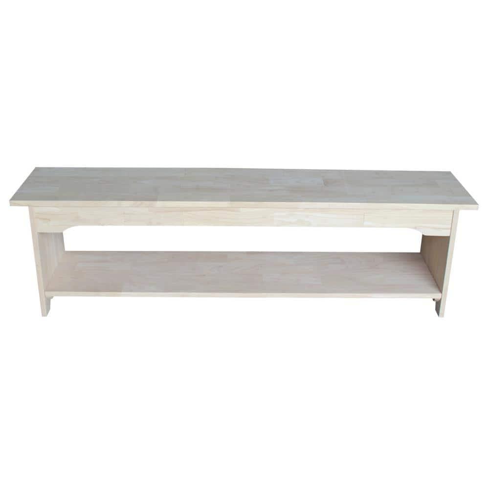 60" Brookstone Bench - International Concepts: Solid Wood, Unfinished, Parawood, Seats 2