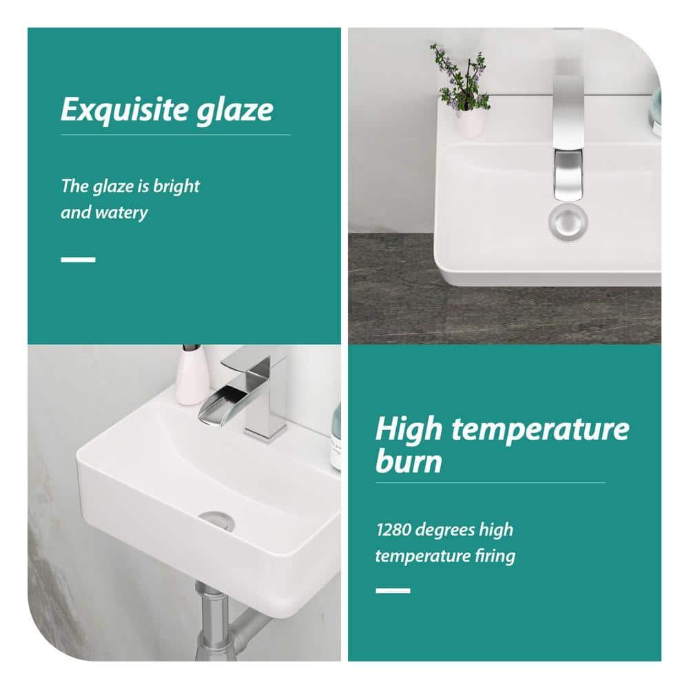 APRESSHUI AH-BS1410LGP APRESSHUI 10'' Ceramic Rectangular Bathroom Sink