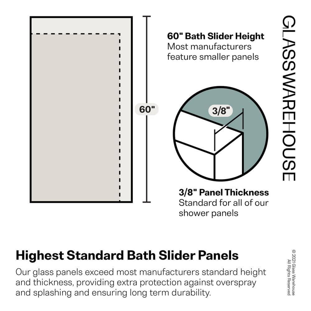 Polaris 60 in. x 60 in. Fully Frameless Sliding Bypass Bathtub Door