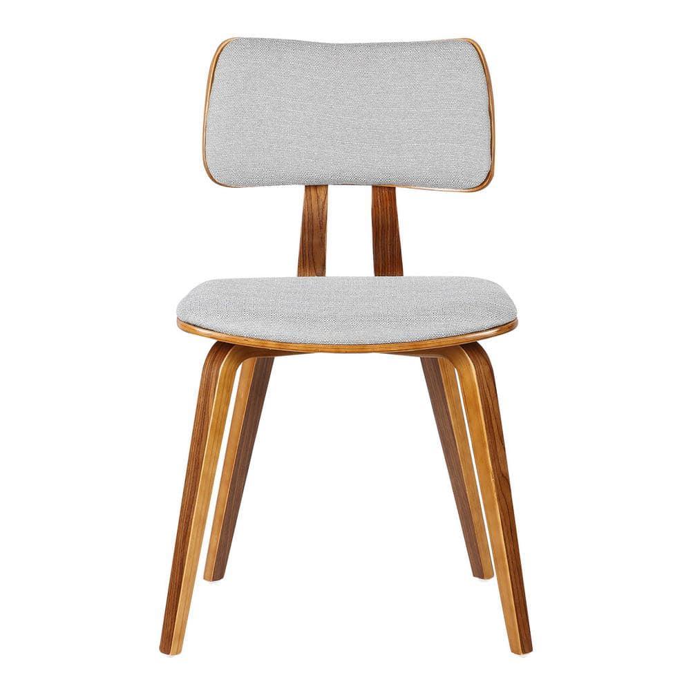 Jaguar Mid-Century Modern Kitchen Dining Table Accent Chair in Walnut Wood and Gray Fabric