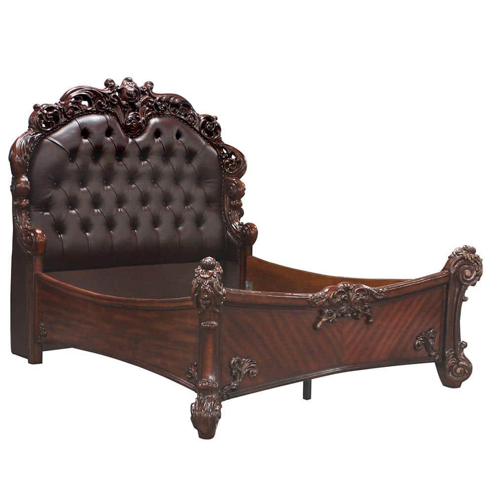 ACME Chantelle Queen Bed in Rose Gold PU & Pearl White