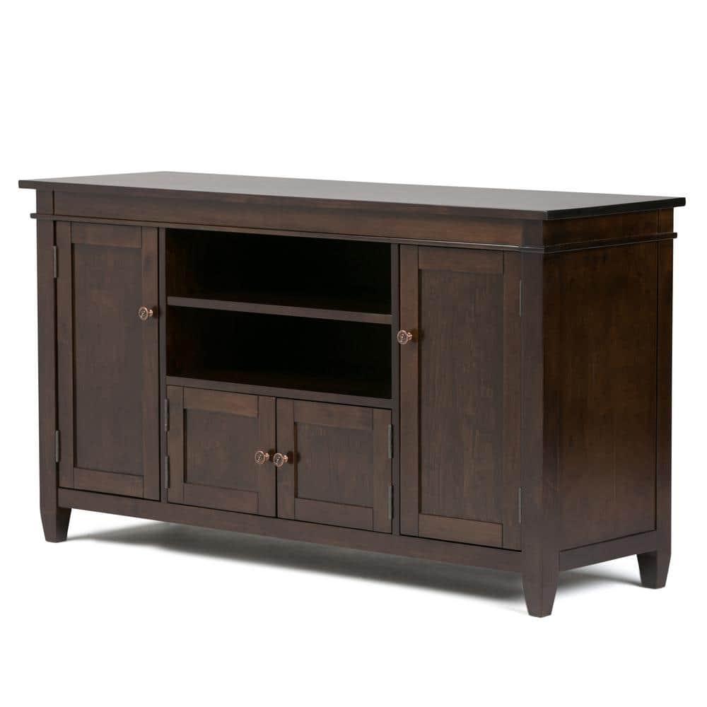 Simpli Home Carlton 54"W Solid Wood TV Stand for TVs up to 60" with 4 Cabinets