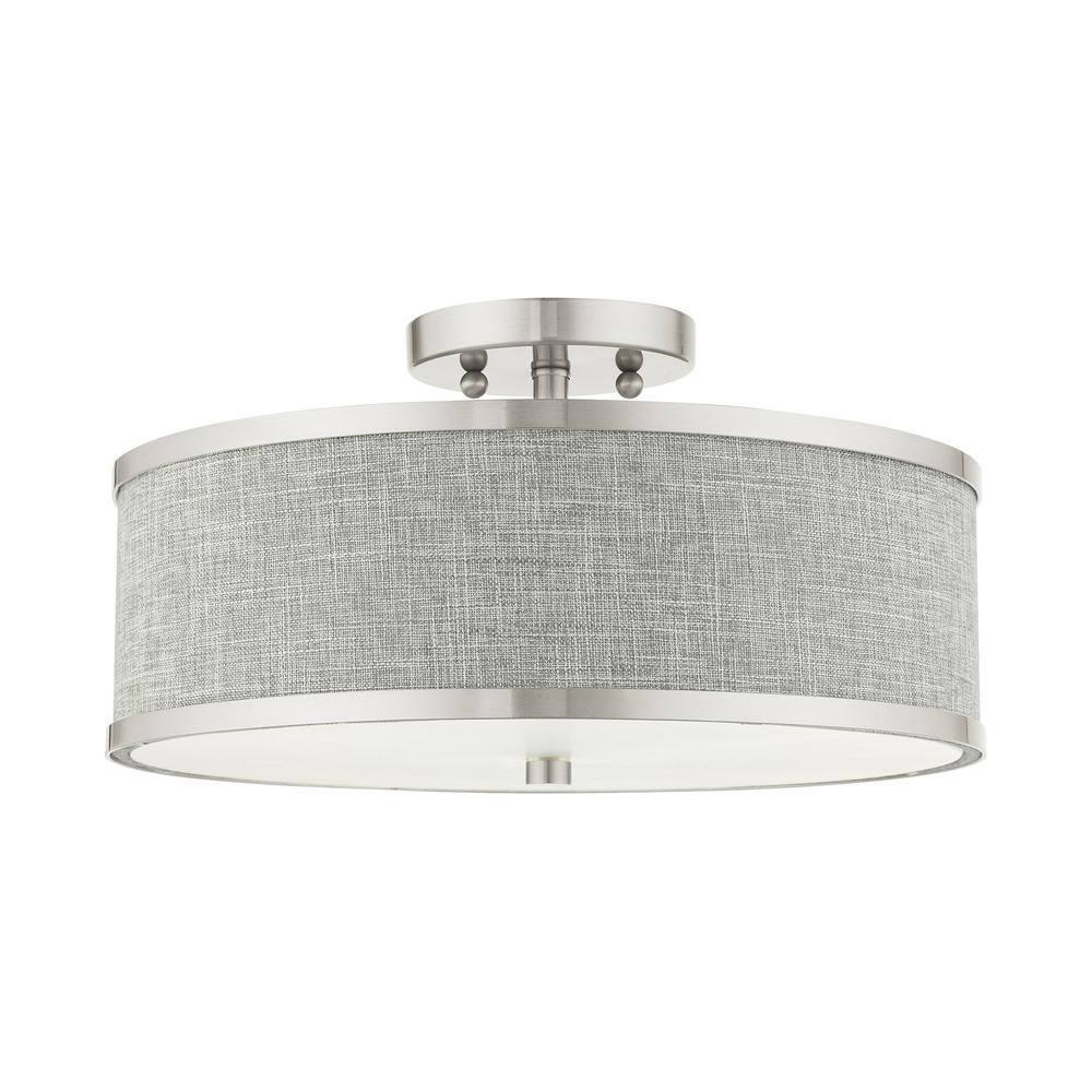 Livex Lighting Park Ridge 3 - Light Semi-Flush Mount in  Brushed Nickel