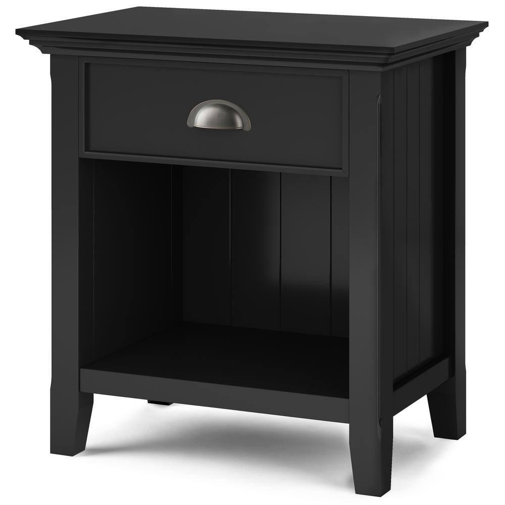 Simpli Home Acadian 24"W 1-Drawer Solid Wood Nightstand with Open Bottom Storage
