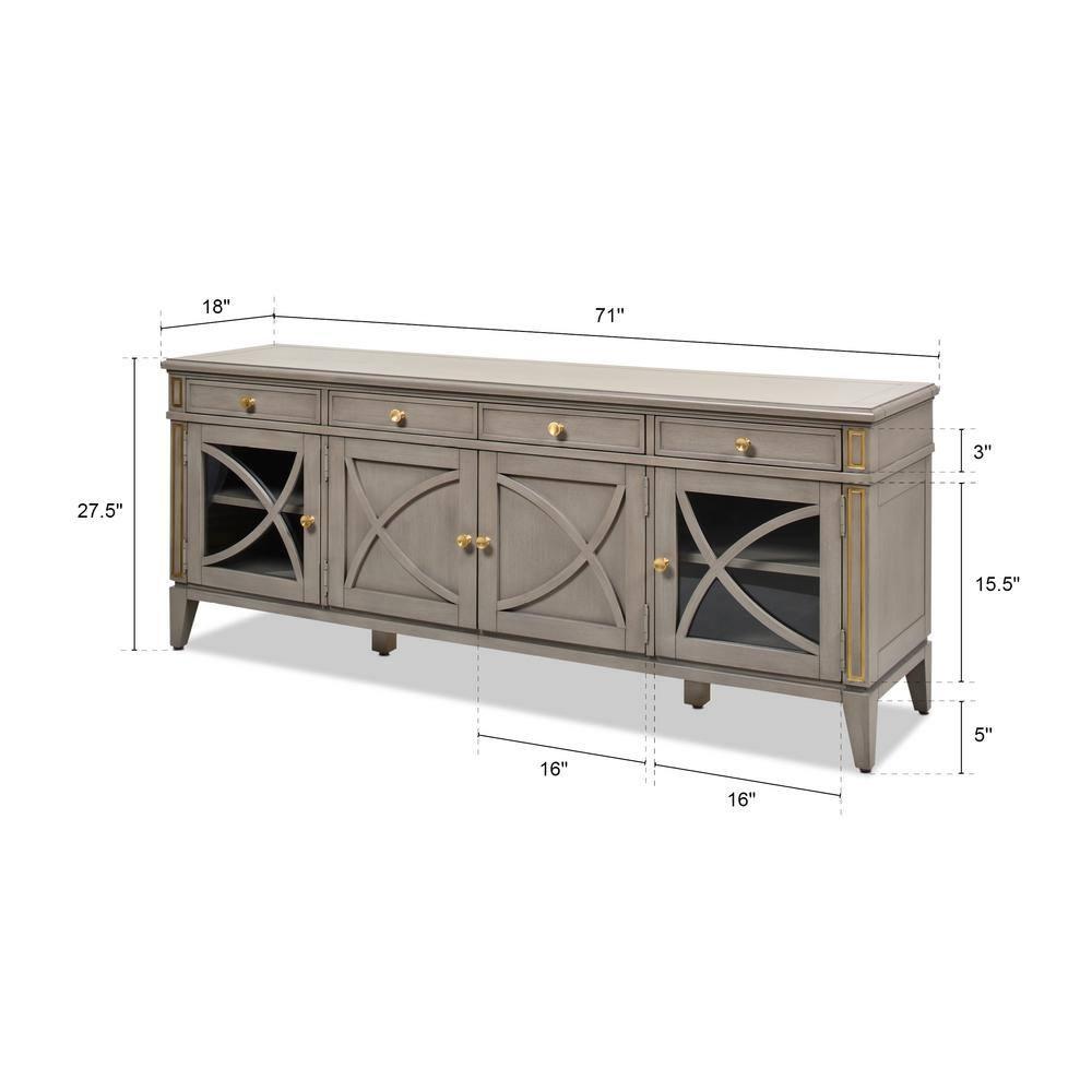 Jennifer Taylor Home Dauphin 71" TV Stand Display Console Table Grey Cashmere